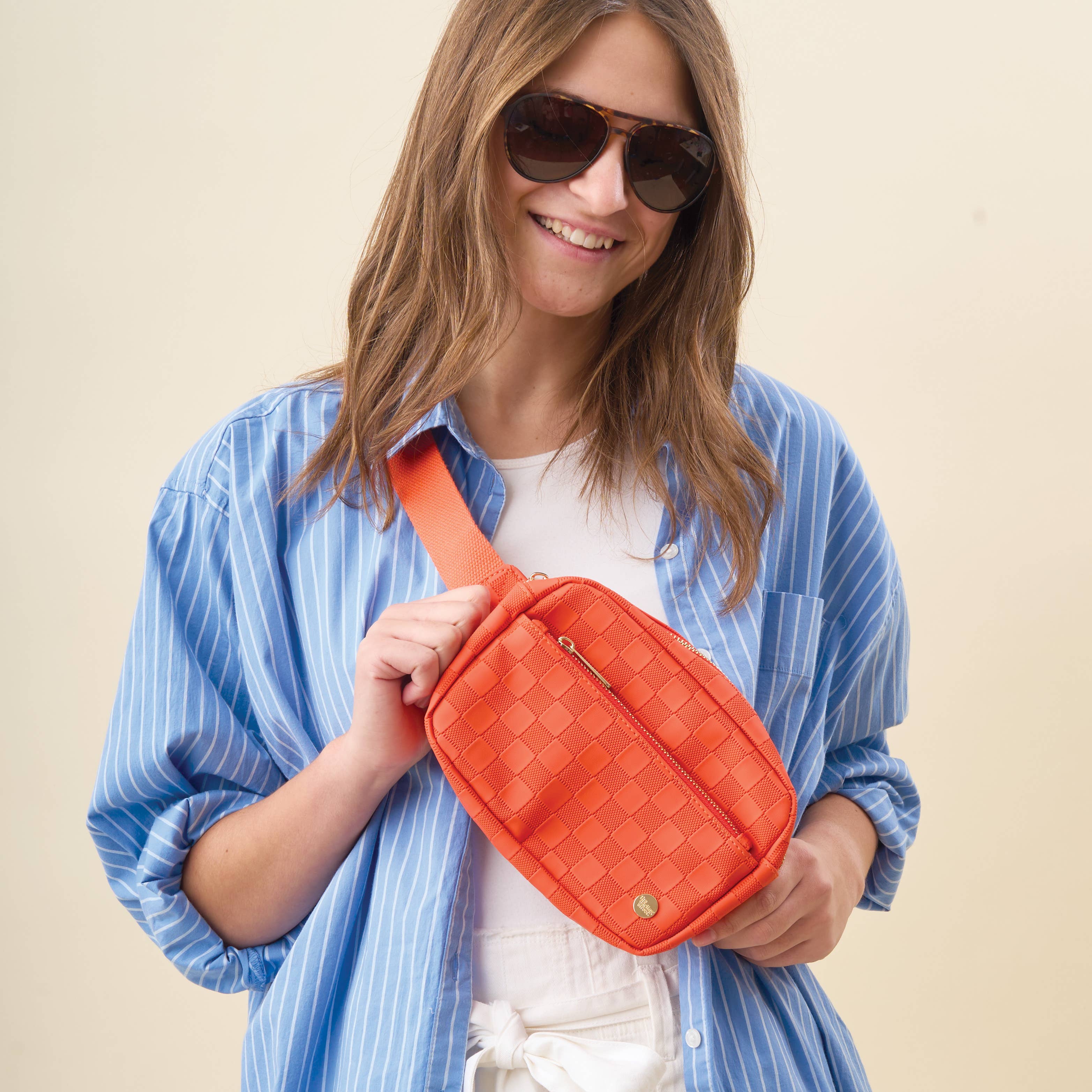 Urban Check Belt Bag- Orange