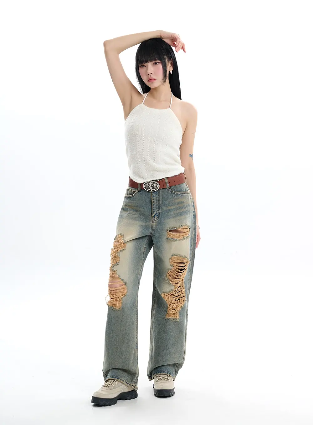 Vintage Ripped Baggy Jeans IF413