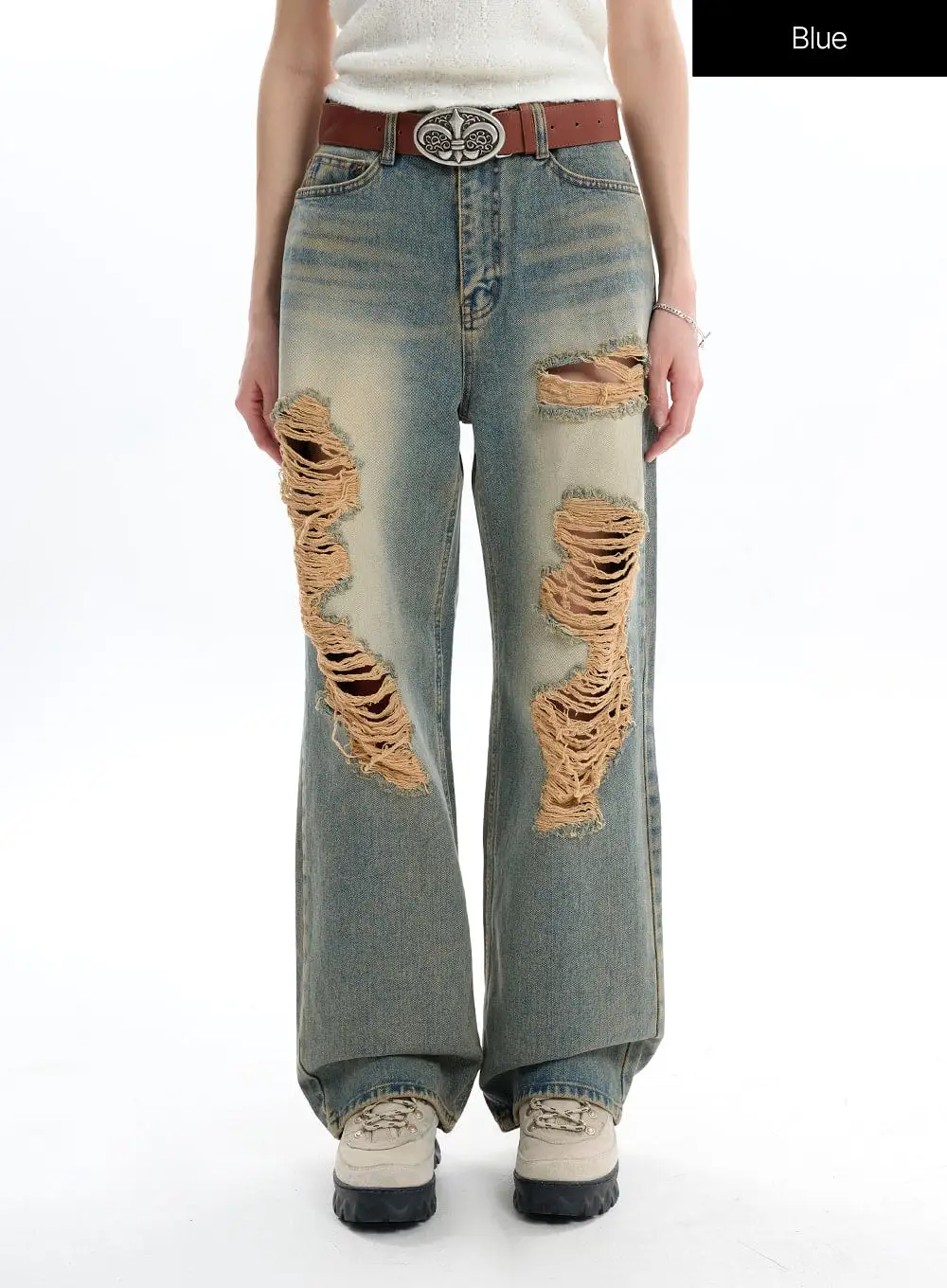 Vintage Ripped Baggy Jeans IF413