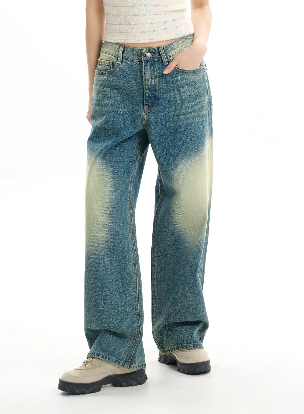 Washed Baggy Jeans IF413