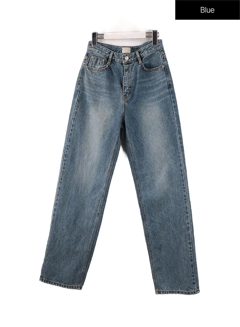 Washed Denim Straight Leg Jeans OF414