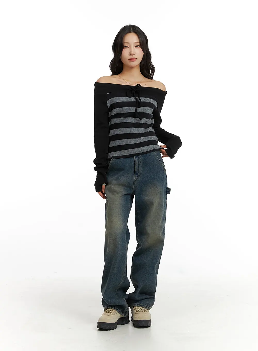 Washed Straight-Leg Jeans CJ417