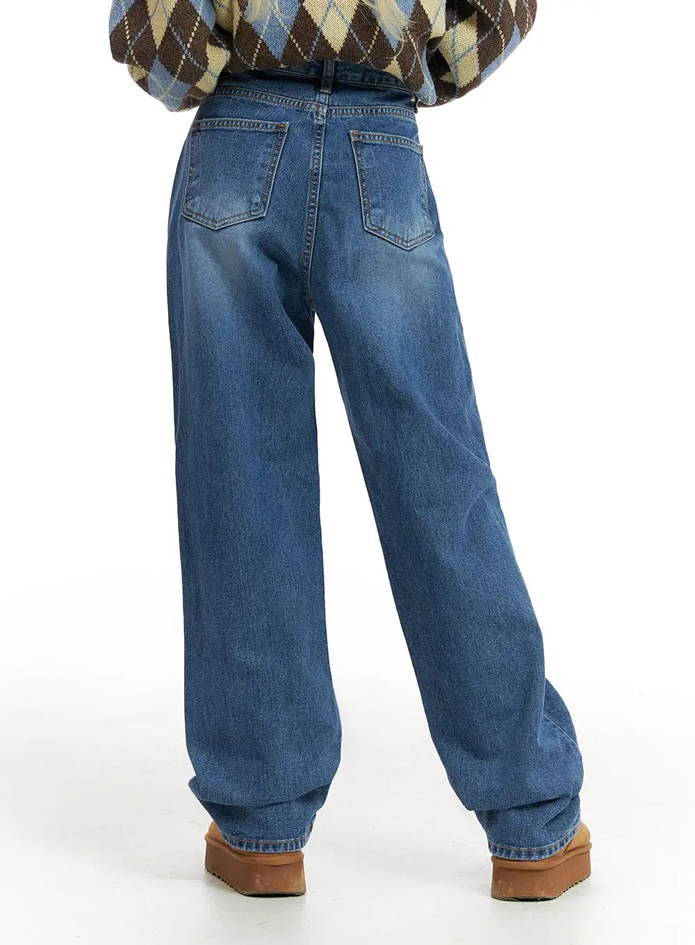 Washed Straight Leg Jeans IF408