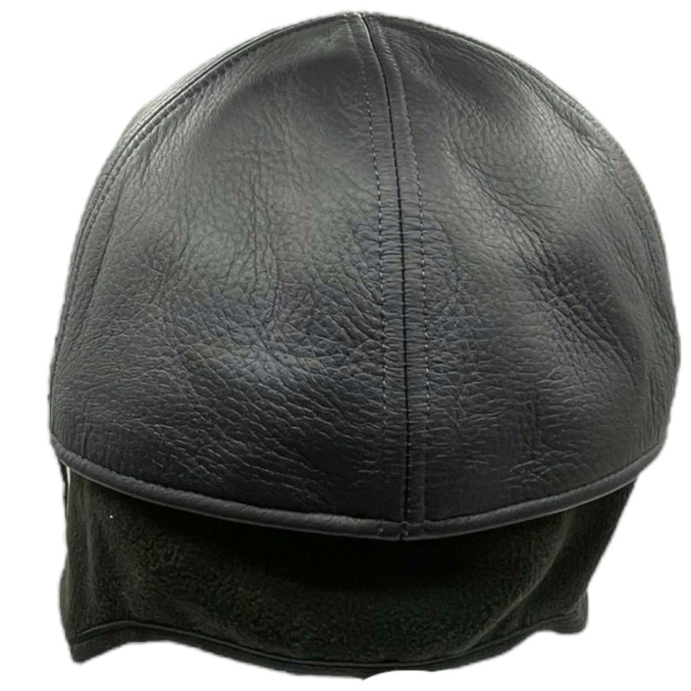 Wigens Dark Brown Elk Leather Baseball Cap with hidden Earflaps