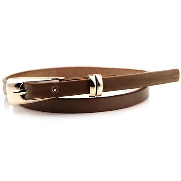 Women Girls Fashion Candy Color PU Leather Belts Thin Skinny Waistband Belt New P6Y SM6