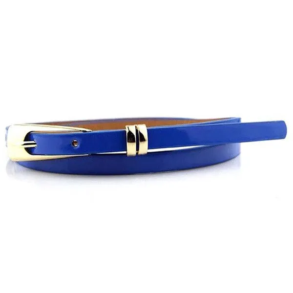 Women Girls Fashion Candy Color PU Leather Belts Thin Skinny Waistband Belt New P6Y SM6