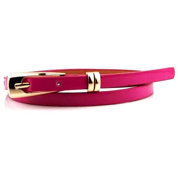 Women Girls Fashion Candy Color PU Leather Belts Thin Skinny Waistband Belt New P6Y SM6