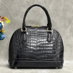 Women's Fashion Zipper Authentic Crocodile Belly Skin Shell Handbag