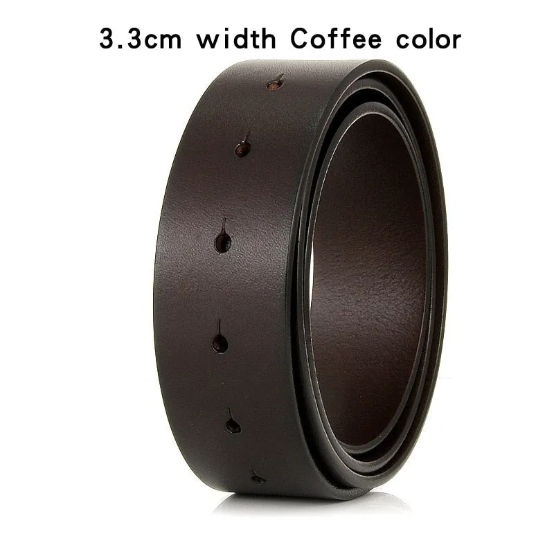 Xituodai Pure Cowhide Belt Strap 3.3CM 3.8cm Round Hole Belt No Buckle Genuine Leather Belts High Quality Without Buckle