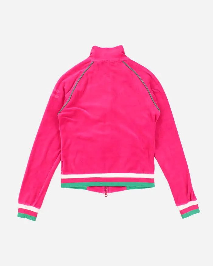 Y2K 00s Tommy Hilfiger Hot pink Velour Track Sweatshirt - S